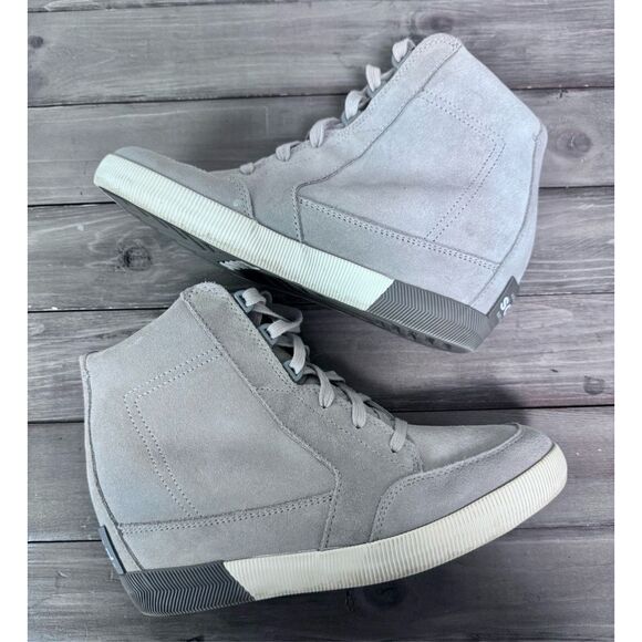 Sorel Women's Out 'N About Gray Suede Wedge Sneaker Bootie Size 10 - Picture 7 of 10
